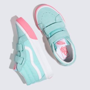 Vans Kiz Çocuk Mid Ayakkabı Color Block Sk8-Mid Reissue V Mavi/Pembe | 41848-991